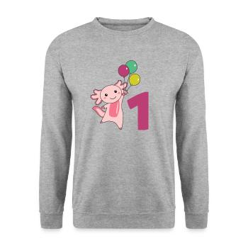 Axololt ballons de premier anniversaire pour enfants - Sweat-shirt Unisexe - gris chiné - Devant - Alina (178cm) & Michal (187cm)