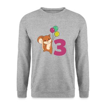 Squirrel third birthday Balloons Children - Unisex Sweatshirt - salt & pepper - Front - Alina (178cm) & Michal (187cm)