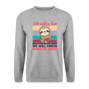 Sloth knitting team sloths knitting comfortably - Unisex Sweatshirt - salt & pepper - Front - Alina (178cm) & Michal (187cm)