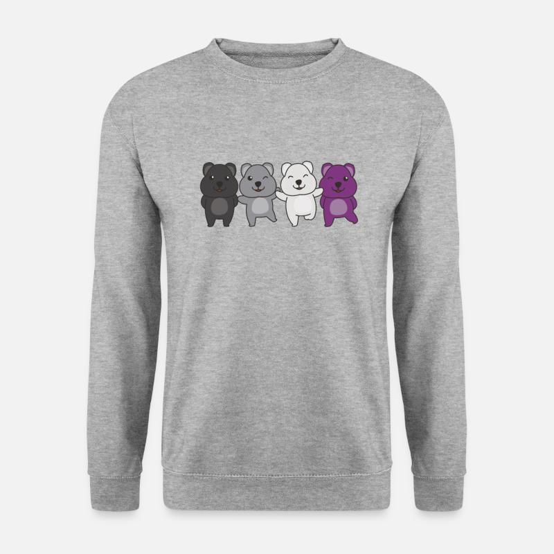 Asexual Flag Pride LGBTQ Quokka Aromantisch - Unisex Pullover - Weißgrau meliert