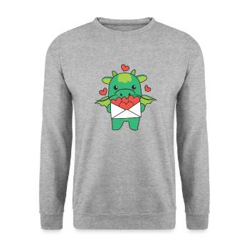 Dragon for Valentine's Day cute animals with hearts - Unisex Sweatshirt - salt & pepper - Front - Alina (178cm) & Michal (187cm)