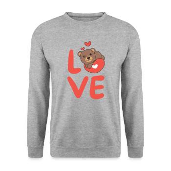 Ours pour la Saint-Valentin animaux mignons avec des cœurs Amour - Sweat-shirt Unisexe - gris chiné - Devant - Alina (178cm) & Michal (187cm)