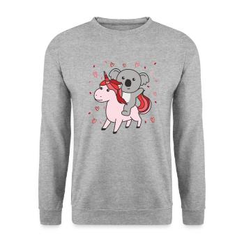 Koala with Unicorn Hearts Favorite Animal Heart - Unisex Sweatshirt - salt & pepper - Front - Alina (178cm) & Michal (187cm)