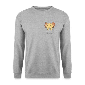 Axolotl in pocket sweet axolotls in breast pocket - Unisex Sweatshirt - salt & pepper - Front - Alina (178cm) & Michal (187cm)