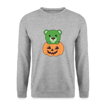 Bear in Pumpkin Cute Bears Happy Halloween - Unisex Sweatshirt - salt & pepper - Front - Alina (178cm) & Michal (187cm)
