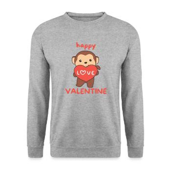 Monkey for Valentine's Day cute animals with hearts - Unisex Sweatshirt - salt & pepper - Front - Alina (178cm) & Michal (187cm)
