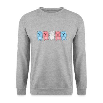 Transgender Flag Trans Pride LGBTQ Quokka - Unisex Pullover - Weißgrau meliert - Vorne - Alina (178cm) & Michal (187cm)