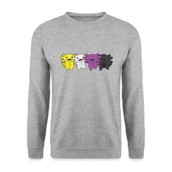 Nonbinary Flag Non Binary Pride LGBTQ Axolotl - Unisex Sweatshirt - salt & pepper - Front - Alina (178cm) & Michal (187cm)
