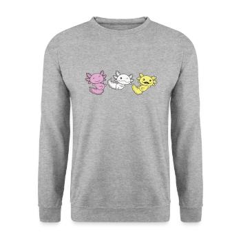 Twink Flag Pride LGBTQ Axolotl - Sweat-shirt Unisexe - gris chiné - Devant - Alina (178cm) & Michal (187cm)