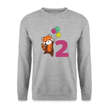 Red Panda Deuxième anniversaire Balloons Enfants - Sweat-shirt Unisexe - gris chiné - Devant - Alina (178cm) & Michal (187cm)