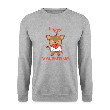 Cerf pour la Saint-Valentin animaux mignons avec des cœurs - Sweat-shirt Unisexe - gris chiné - Devant - Alina (178cm) & Michal (187cm)