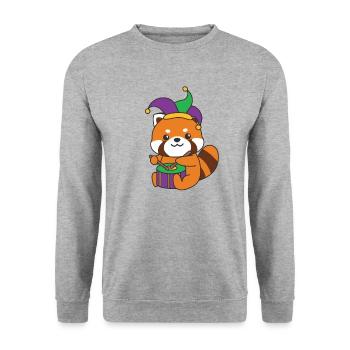Panda rouge de carnaval avec tambour Costume de carnaval - Sweat-shirt Unisexe - gris chiné - Devant - Alina (178cm) & Michal (187cm)