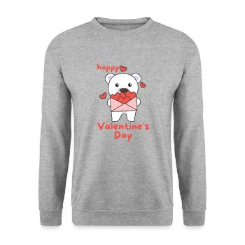 Polar bear for Valentine's Day cute animals with hearts - Unisex Sweatshirt - salt & pepper - Front - Alina (178cm) & Michal (187cm)
