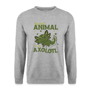 Mon animal spirituel est un axolotl doux axolotl - Sweat-shirt Unisexe - gris chiné - Devant - Alina (178cm) & Michal (187cm)