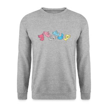 Genderflux Flag Pride LGBTQ Axolotl - Sweat-shirt Unisexe - gris chiné - Devant - Alina (178cm) & Michal (187cm)