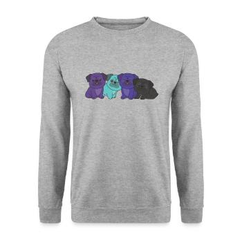 alexigender flag pug pride LGBTQ cute dogs - Unisex Sweatshirt - salt & pepper - Front - Alina (178cm) & Michal (187cm)