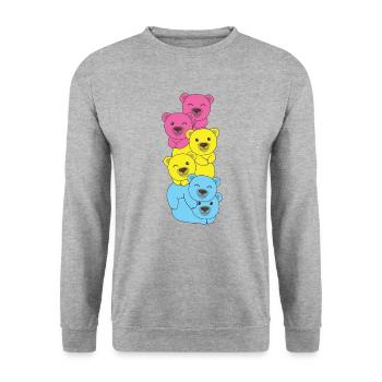 Pansexual Flag Pride LGBTQ Cute Bear Bunch - Sweat-shirt Unisexe - gris chiné - Devant - Alina (178cm) & Michal (187cm)