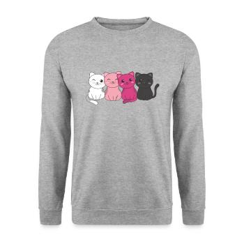 transfem Flag Pride LGBTQ mignon cat pile - Sweat-shirt Unisexe - gris chiné - Devant - Alina (178cm) & Michal (187cm)