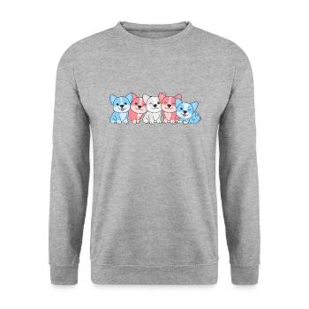 Transgender Flag Corgi Pride LGBTQ Cute Dogs - Unisex Sweatshirt - salt & pepper - Front - Alina (178cm) & Michal (187cm)