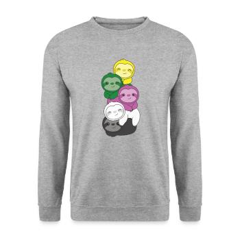 Ceterosexual Flag Pride LGBTQ Sloth Bunch - Unisex Sweatshirt - salt & pepper - Front - Alina (178cm) & Michal (187cm)