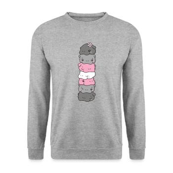Demigirl Flag Pride LGBTQ Cute Hippo - Unisex Sweatshirt - salt & pepper - Front - Alina (178cm) & Michal (187cm)