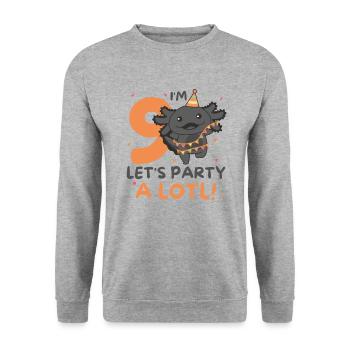 9th birthday Axolotl nine years old sweet Axolotls - Unisex Sweatshirt - salt & pepper - Front - Alina (178cm) & Michal (187cm)