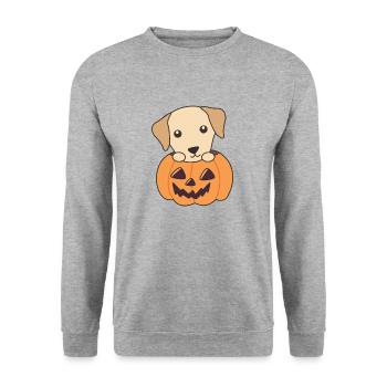 Labrador à la citrouille Chiens mignons Joyeux Halloween - Sweat-shirt Unisexe - gris chiné - Devant - Alina (178cm) & Michal (187cm)