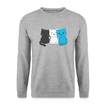 mascic flag pride LGBTQ cute cat pile - Unisex Sweatshirt - salt & pepper - Front - Alina (178cm) & Michal (187cm)