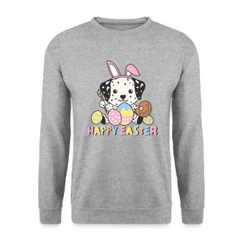 joyeuses Pâques douces dalmates avec - Sweat-shirt Unisexe - gris chiné - Devant - Alina (178cm) & Michal (187cm)