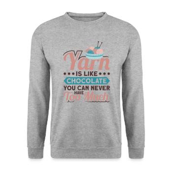 Handarbeit Stricken lustiger Strick Spruch - Unisex Pullover - Weißgrau meliert - Vorne - Alina (178cm) & Michal (187cm)