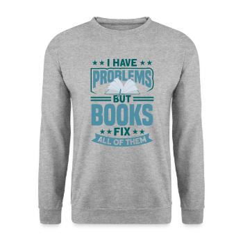 Book lover design with books for literature - Unisex Sweatshirt - salt & pepper - Front - Alina (178cm) & Michal (187cm)
