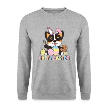 joyeuses Pâques doux corgi Pâques avec œufs de Pâques - Sweat-shirt Unisexe - gris chiné - Devant - Alina (178cm) & Michal (187cm)