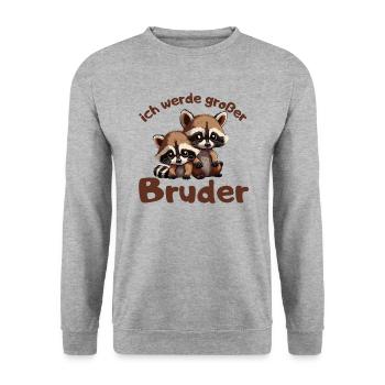 Ich werde großer Bruder 2023 für Geschwister - Unisex Pullover - Weißgrau meliert - Vorne - Alina (178cm) & Michal (187cm)