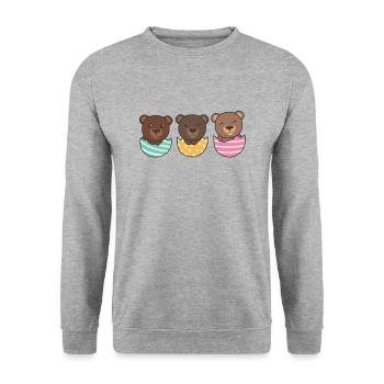 süße Bären zu Ostern mit Ostereiern Bär - Unisex Pullover - Weißgrau meliert - Vorne - Alina (178cm) & Michal (187cm)
