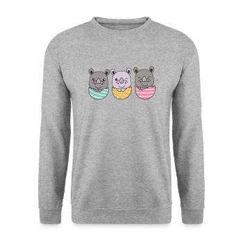 rhinocéros mignons à Pâques avec des œufs de Pâques rhinocéros - Sweat-shirt Unisexe - gris chiné - Devant - Alina (178cm) & Michal (187cm)