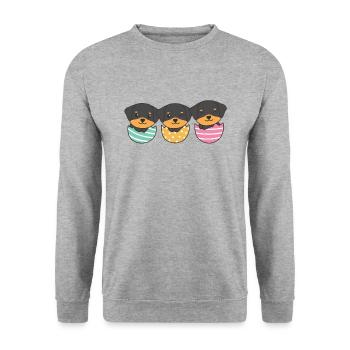 cute dogs at Easter with Easter eggs Rottweiler - Unisex Sweatshirt - salt & pepper - Front - Alina (178cm) & Michal (187cm)