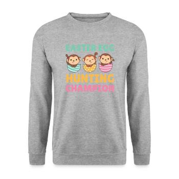 cute monkeys at Easter with Easter eggs monkey - Unisex Sweatshirt - salt & pepper - Front - Alina (178cm) & Michal (187cm)