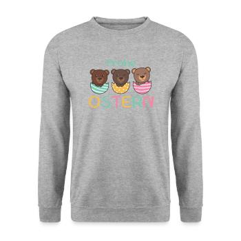 süße Bären zu Ostern mit Ostereiern Bär - Unisex Pullover - Weißgrau meliert - Vorne - Alina (178cm) & Michal (187cm)