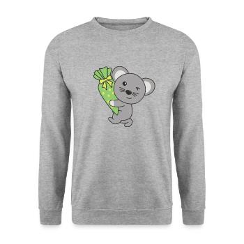 Bye bye Kindergarten Hello School Mouse - Sweat-shirt Unisexe - gris chiné - Devant - Alina (178cm) & Michal (187cm)