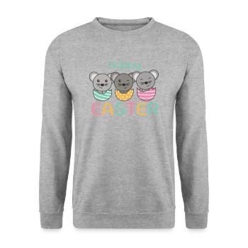 souris mignonnes à Pâques avec des œufs de Pâques souris - Sweat-shirt Unisexe - gris chiné - Devant - Alina (178cm) & Michal (187cm)