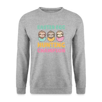paresseux mignons à Pâques avec des œufs de Pâques paresseux - Sweat-shirt Unisexe - gris chiné - Devant - Alina (178cm) & Michal (187cm)