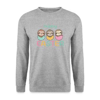 paresseux mignons à Pâques avec des œufs de Pâques paresseux - Sweat-shirt Unisexe - gris chiné - Devant - Alina (178cm) & Michal (187cm)