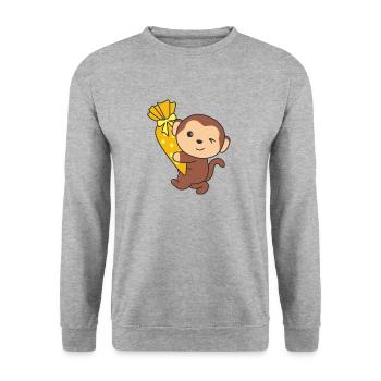 Bye bye Kindergarten Hello School Monkey - Sweat-shirt Unisexe - gris chiné - Devant - Alina (178cm) & Michal (187cm)