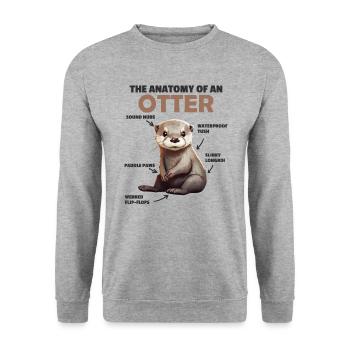 süße Otter Erklärung Anatomy of an Otter - Unisex Pullover - Weißgrau meliert - Vorne - Alina (178cm) & Michal (187cm)