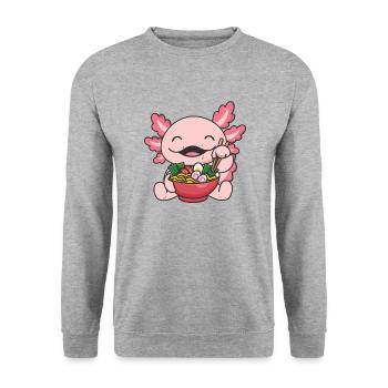 Mais d’abord ramen axolotl sucré mange ramen ramen - Sweat-shirt Unisexe - gris chiné - Devant - Alina (178cm) & Michal (187cm)