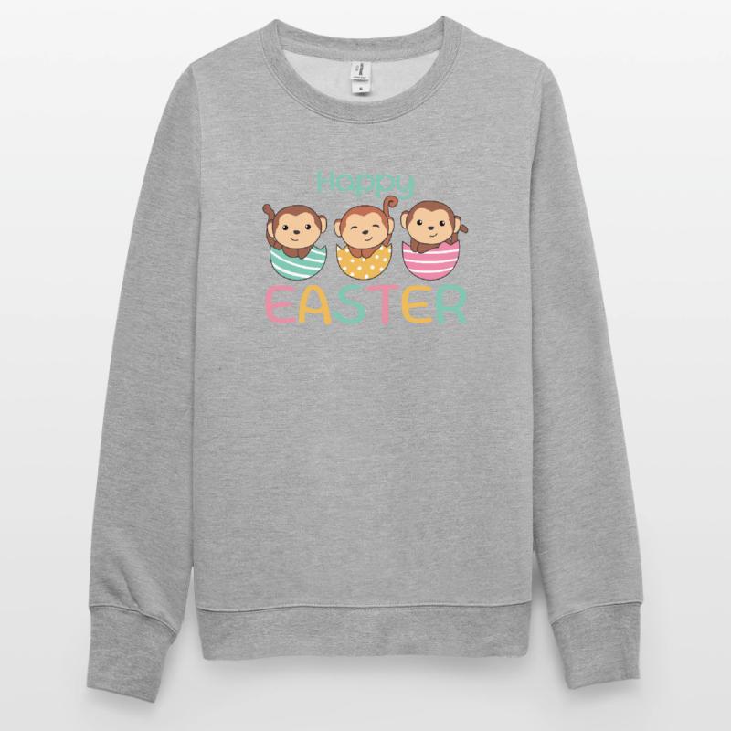 cute monkeys at Easter with Easter eggs monkey Unisex Sweatshirt