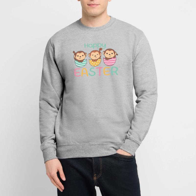 cute monkeys at Easter with Easter eggs monkey Unisex Sweatshirt
