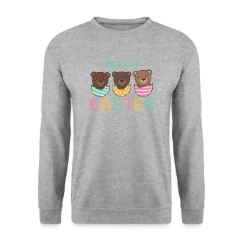 süße Bären zu Ostern mit Ostereiern Bär - Unisex Pullover - Weißgrau meliert - Vorne - Alina (178cm) & Michal (187cm)