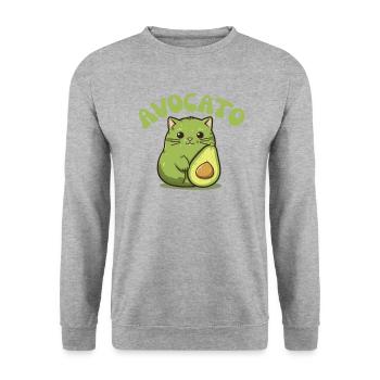 Avocato Avocado Katze lustige Essen grün - Unisex Pullover - Weißgrau meliert - Vorne - Alina (178cm) & Michal (187cm)