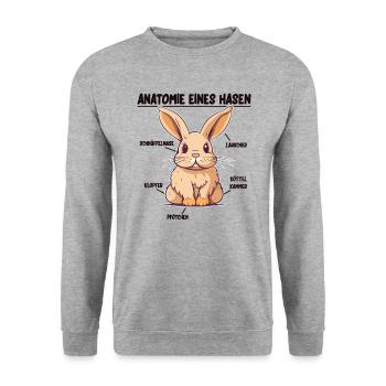 Anatomie eines Hasen lustige Kanninchen Erklärung - Unisex Pullover - Weißgrau meliert - Vorne - Alina (178cm) & Michal (187cm)